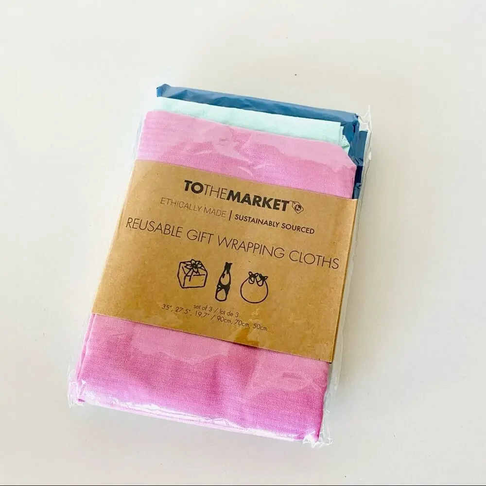 NEW ANTHRO TO THE MARKET 3 Reusable Gift Wrapping Cloths Blue Purple Mint Green
